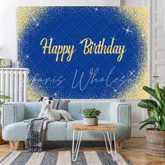 Lofaris Blue And Gold Glitter Birthday Backdrop For Decoration