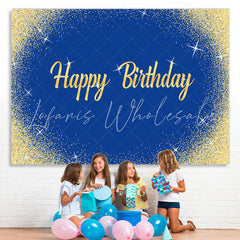 Lofaris Blue And Gold Glitter Birthday Backdrop For Decoration