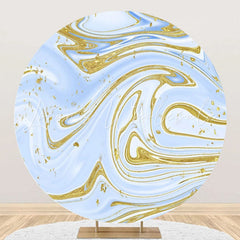 Lofaris Blue And Golden Abstract Round Birthday Backdrop