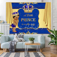 Lofaris Blue and Golden Crown Baby Shower Backdrop for Prince