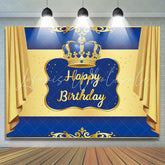 Lofaris Blue and Golden Crown Happy Birthday Party Backdrop