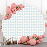 Lofaris Blue And Grey Pattern Round Birthday Party Backdrop