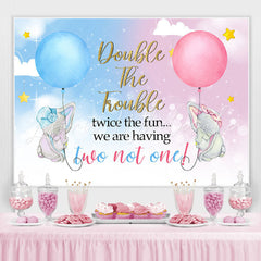 Lofaris Blue And Pink Elephant Theme Twins Baby Shower Backdrop
