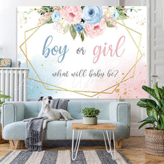 Lofaris Blue And Pink Floral What Baby Be Shower Backdrop