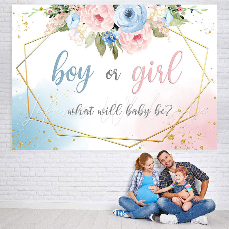 Lofaris Blue And Pink Floral What Baby Be Shower Backdrop