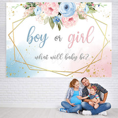 Lofaris Blue And Pink Floral What Baby Be Shower Backdrop