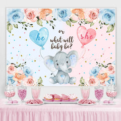 Lofaris Blue And Pink He Or She Elephant Baby Shower Backdrop