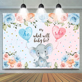 Lofaris Blue And Pink He Or She Elephant Baby Shower Backdrop