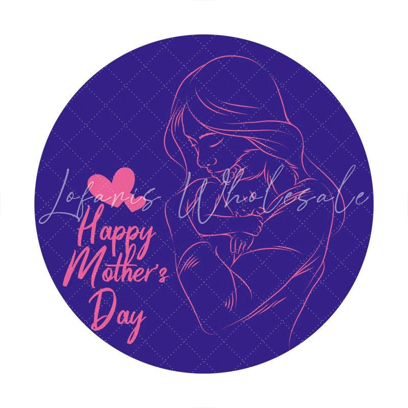 Lofaris Blue And Pink Mother with Baby Round Backdrops for Mothers Day