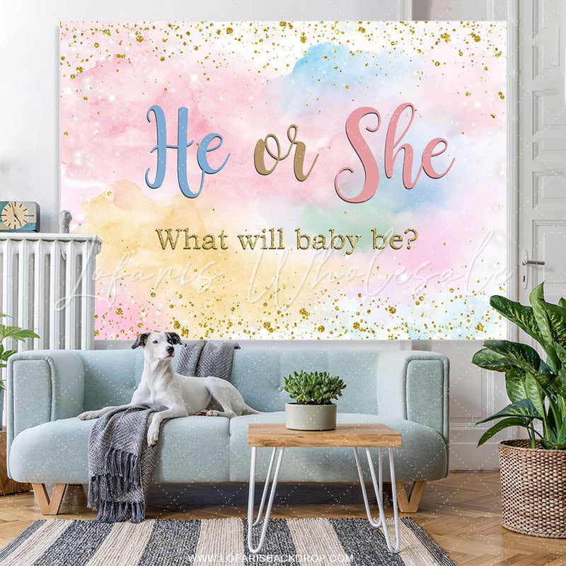 Lofaris Blue And Pink Sky Cloud Gender Reveal Backdrop