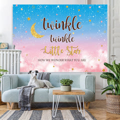 Lofaris Blue and Pink Stars Moon Baby Shower Party Backdrop
