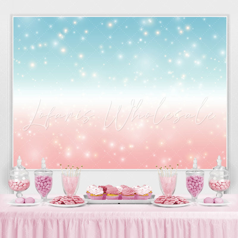 Lofaris Blue And Pink With Glitter Dots Fuzzy Party Backdrop