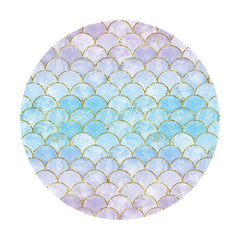 Lofaris Blue And Purple Mermaid Round Baby Shower Backdrop