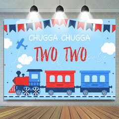 Lofaris Blue And Red Chugga Train 2nd Birthday Backdrop For Boy