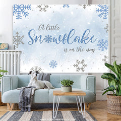 Lofaris Blue And Silver Glitter Winter Snowflake Baby Shower Backdrop