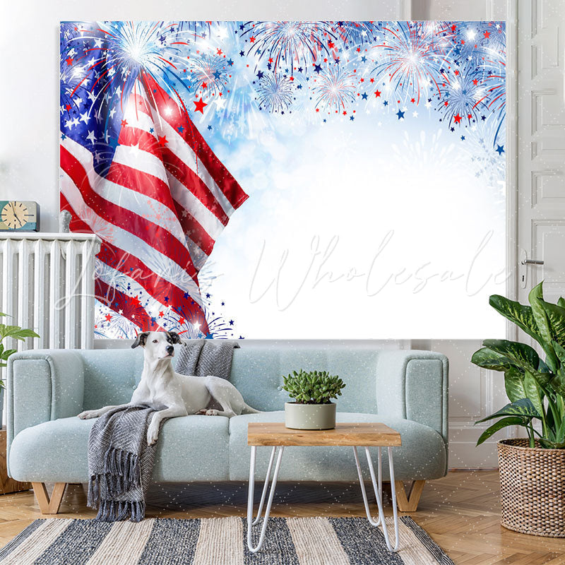 Lofaris Blue And White Stripe Flag Theme Baby Shower Backdrop