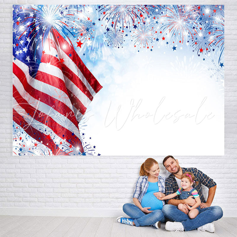 Lofaris Blue And White Stripe Flag Theme Baby Shower Backdrop