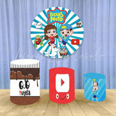 Lofaris Blue And White Stripes Round Birthday Backdrop Kit