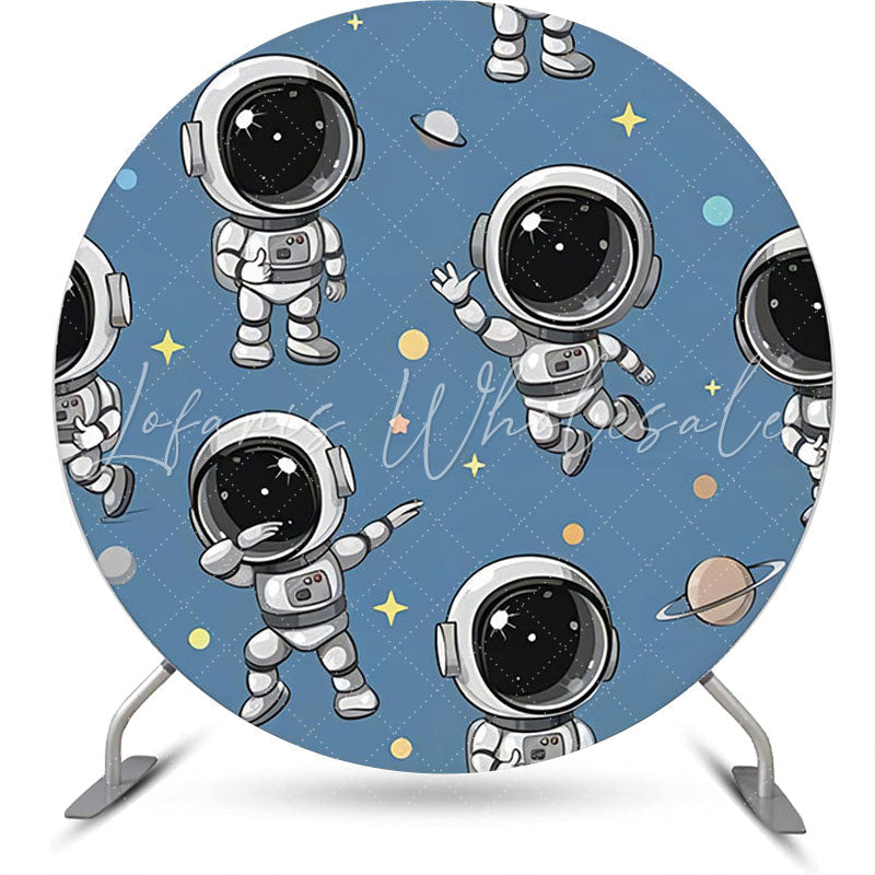 Lofaris Blue Astronaut Galaxy Round Backdrop For Birthday