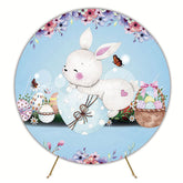 Blue Background Easter Bunny Round Backdrop for Spring Party