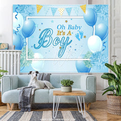 Lofaris Blue Balloon And Flags Its A Boy Baby Shower Backdrop