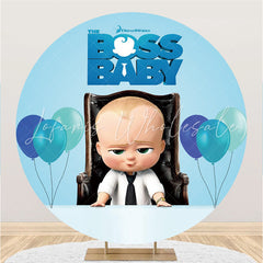Lofaris Blue Balloons And Cool Baby Round Birthday Backdrop