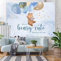 Lofaris Blue Balloons and Cute Teddy Bear Baby Shower Backdrop