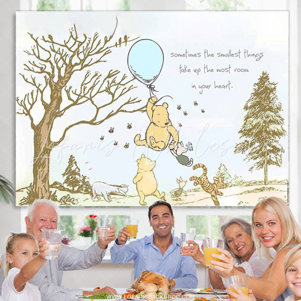 Lofaris Blue Balloons Cute Bear Happy Birthday Party Backdrop