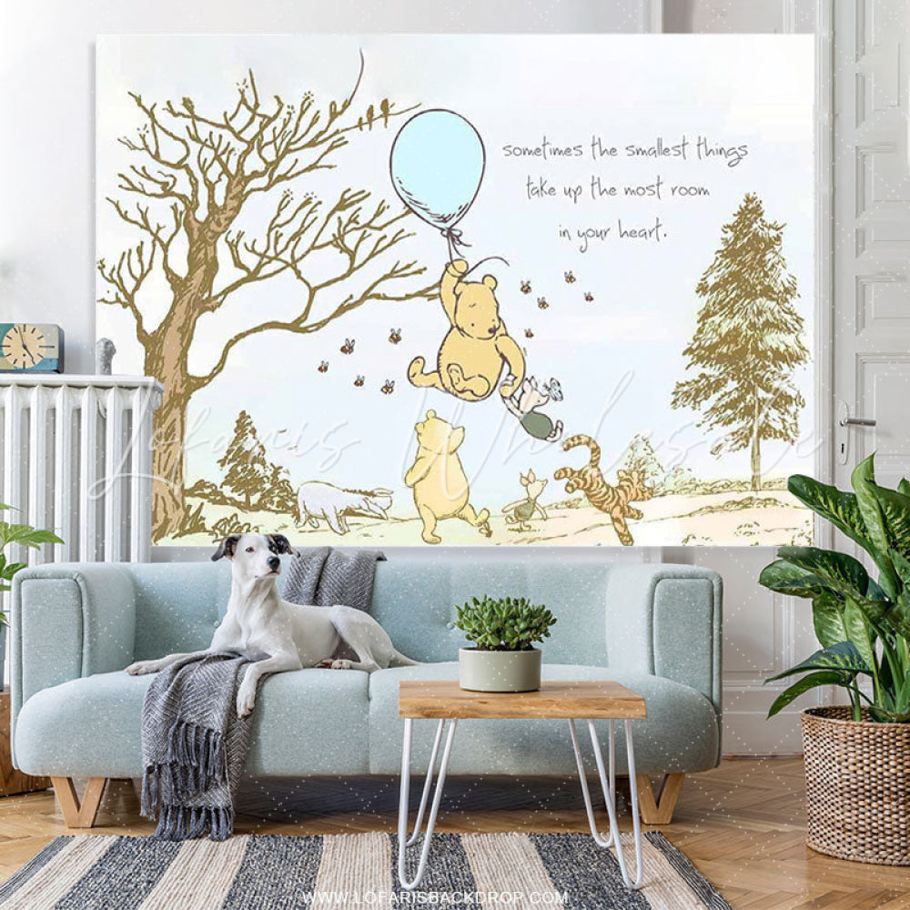 Lofaris Blue Balloons Cute Bear Happy Birthday Party Backdrop