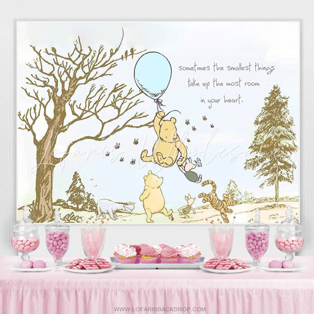 Lofaris Blue Balloons Cute Bear Happy Birthday Party Backdrop