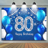Lofaris Blue Balloons Silver Happy 80Th Birthday Party Backdrop