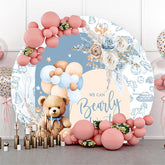 Lofaris Blue Bearly Wait Floral Round Baby Shower Backdrop