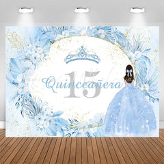 Lofaris Blue Boho Floral Quinceanera 15th Birthday Backdrop