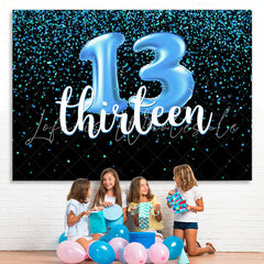 Lofaris Blue Bokeh Black Happy 13Th Birthday Backdrop for Boy