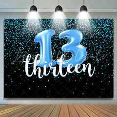 Lofaris Blue Bokeh Black Happy 13Th Birthday Backdrop for Boy