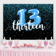 Lofaris Blue Bokeh Black Happy 13Th Birthday Backdrop for Boy