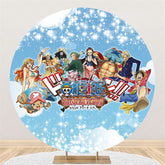 Lofaris Blue Bokeh Glitter Round Cartoon Character Backdrop