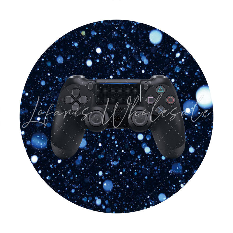 Lofaris Blue Bokeh Round Black Game Console Birthday Backdrop