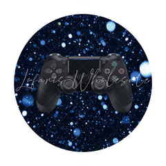 Lofaris Blue Bokeh Round Black Game Console Birthday Backdrop