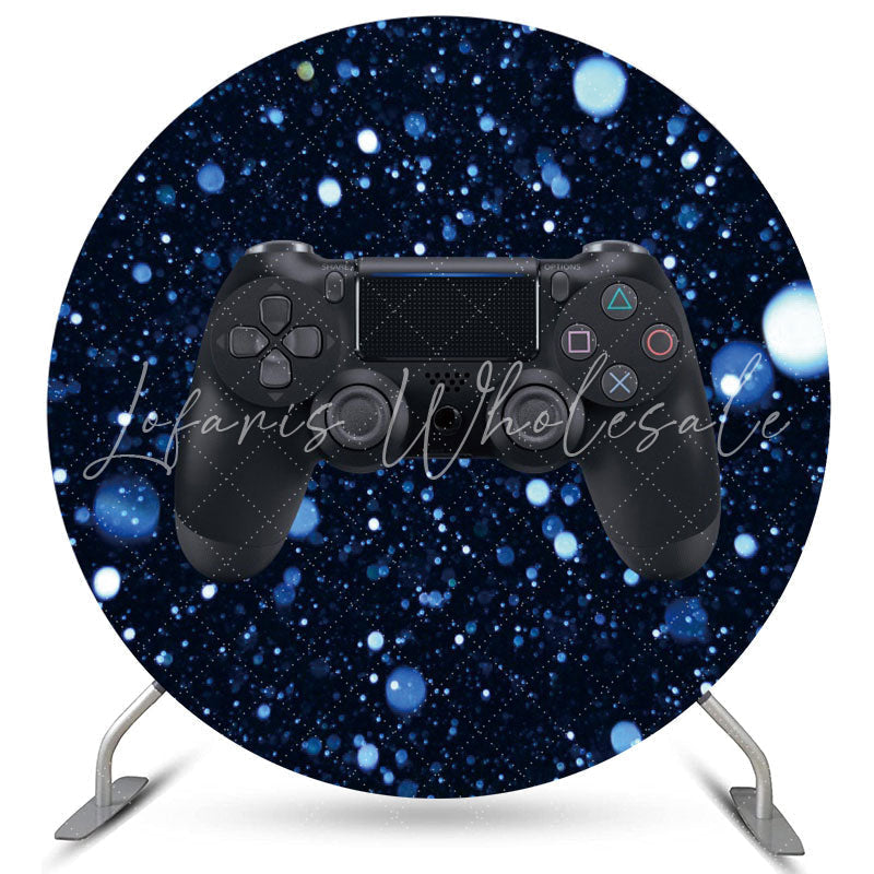 Lofaris Blue Bokeh Round Black Game Console Birthday Backdrop