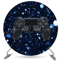 Lofaris Blue Bokeh Round Black Game Console Birthday Backdrop