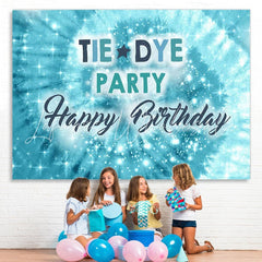 Lofaris Blue bokeh Tie Dye Party birthday photo booth backdrop
