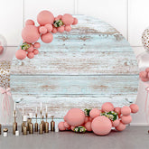Lofaris Blue Brown Faded Wood Artistic Round Party Backdrop