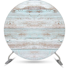 Lofaris Blue Brown Faded Wood Artistic Round Party Backdrop