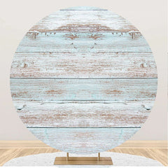 Lofaris Blue Brown Faded Wood Artistic Round Party Backdrop