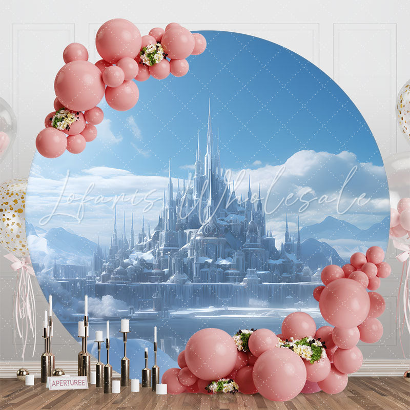 Lofaris Blue Castle Iceland Cloud Round Birthday Backdrop