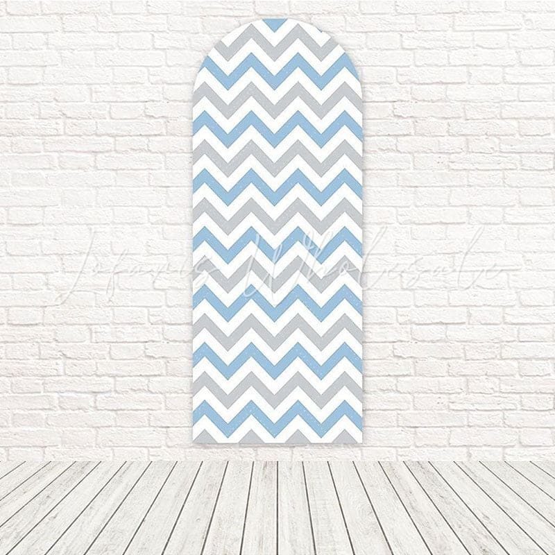 Blue Chevron Pattern Fresh Bold Vibe Arch Backdrop For Boys Birthday