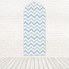Blue Chevron Pattern Fresh Bold Vibe Arch Backdrop For Boys Birthday