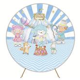Blue Circus Troupe Round Backdrop for Fun Circus Party