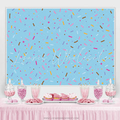 Lofaris Blue Colored Candy Bits Simple Happy Birthday Backdrop